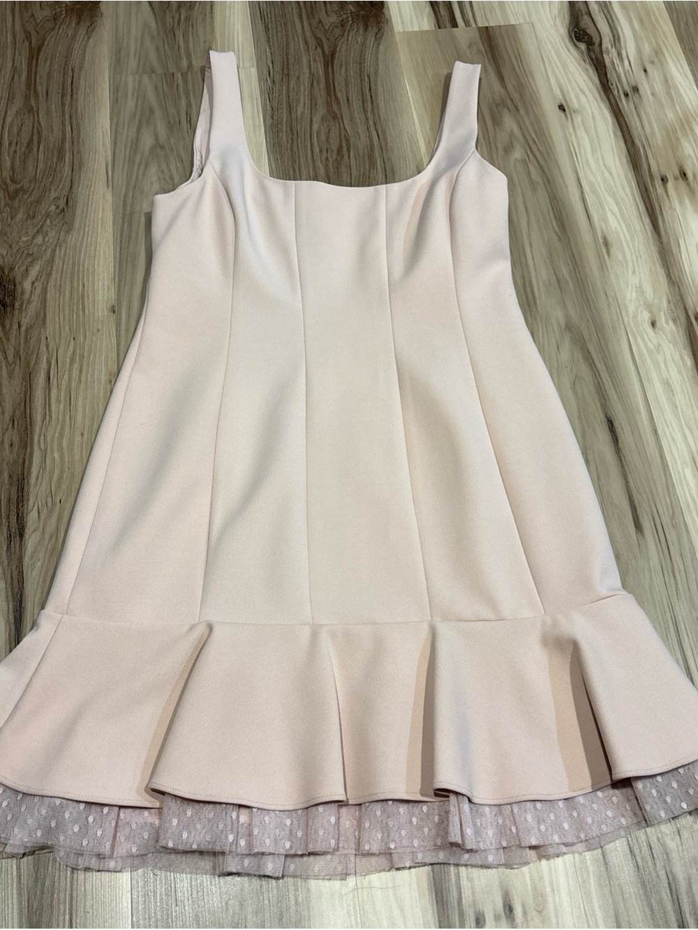 NEW BCBG MAX AZRIA SCOOP NECK FLUTED DRESS BARE PINK NNH66P26 SIZE 12 $278.00 - Picture 2 of 8